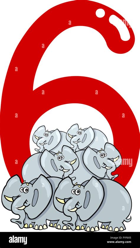 Cartoon Illustration Number Six Elephants Hi Res Stock Photography And