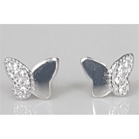 Faith Sterling Silver Sterling Silver Cz Butterfly Mm X Mm Stud