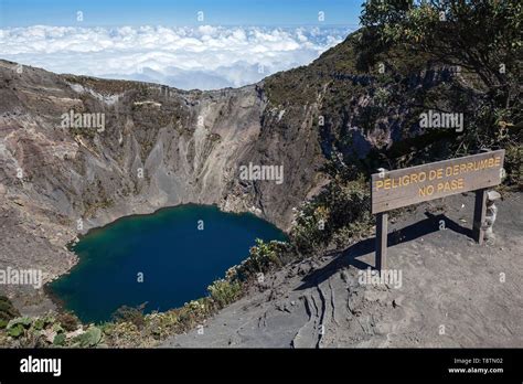 Main crater Irazu Volcano with blue crater lake, Irazu Volcano National ...