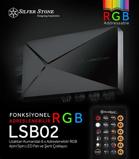 Silverstone LSB02 Uzaktan Kumandalı 6 x Adreslenebilir RGB 4pin 3pin