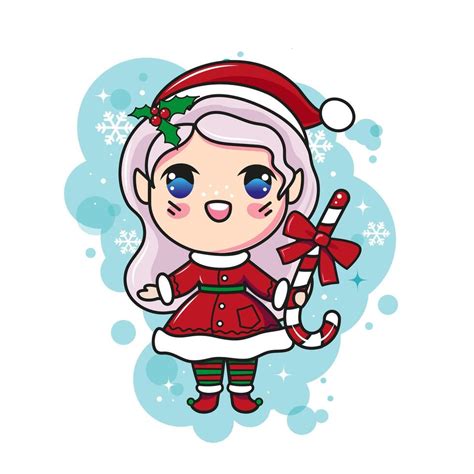 Linda Navidad Duende Dibujos Animados Kawaii Navidad Caracteres