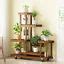 Tiers Reinforce Plant Stand Pine Wood Rolling Flower Shelf Rack