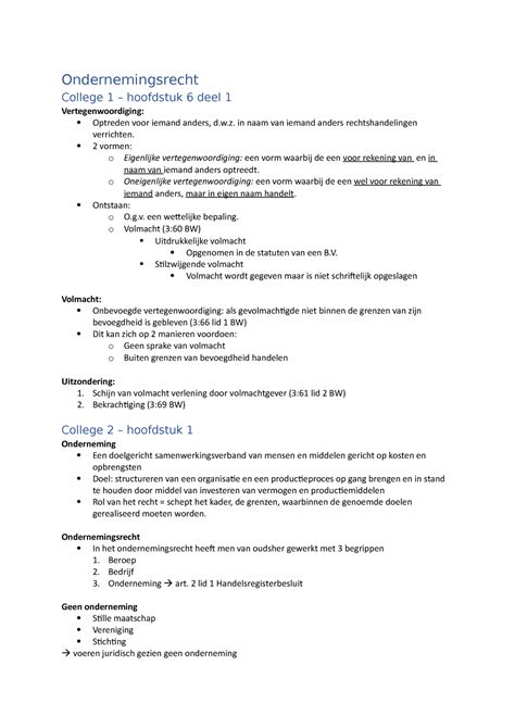 Ondernemingsrecht Aantekeningen Ondernemingsrecht College 1