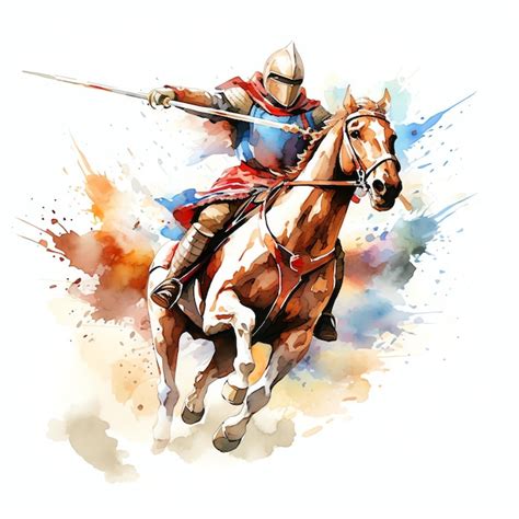 Premium AI Image | Tournament jousting lance Medieval watercolor fantasy