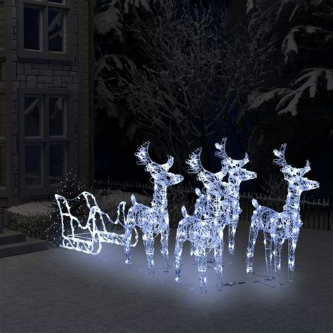 Led Acrylic Reindeer And Sleigh Christmas Decoration Jpeg