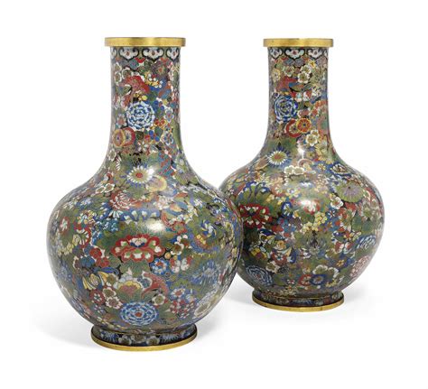 A Pair Of Chinese CloisonnÉ Enamel Bottle Vases 19th Century Christie S