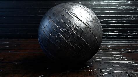 Premium Ai Image Black Scratched Metal Texture Ball