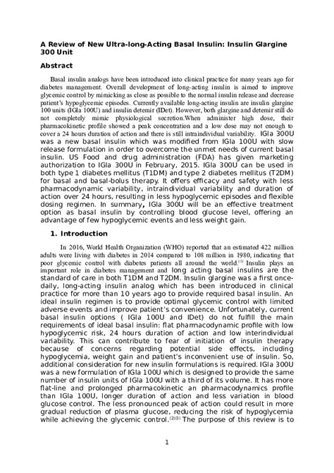 (DOC) A Review of New Ultra-long-Acting Basal Insulin: Insulin Glargine ...