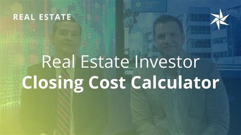 Real Estate Investor Closing Cost Calculator Youtube