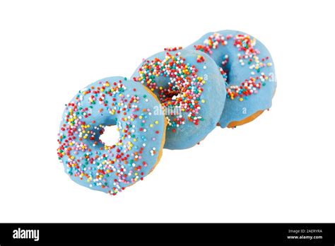 Donuts With Blue Icing Sugar Stock Photo Alamy