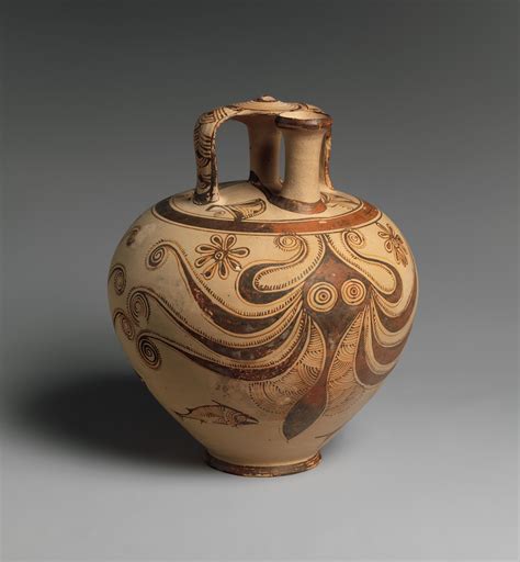 Terracotta Stirrup Jar With Octopus Mycenaean Minoan Art Minoan