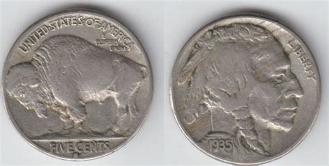 USA 5 Cents Kursmünze 1935 S Indianer Bison siehe Scan Typ 1 sehr