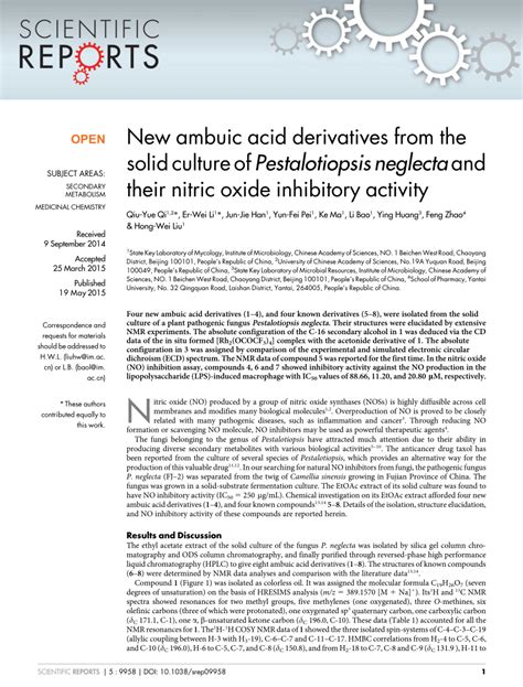 PDF New Ambuic Acid Derivatives From The Solid Culture Of