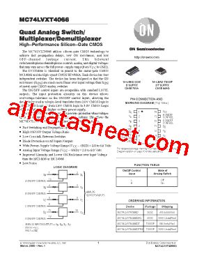 MC74LVXT4066D Datasheet PDF ON Semiconductor