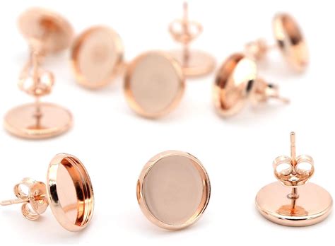 Naturschatulle Ohrstecker Fassung Cabochon Mm Rohlinge Rosegold