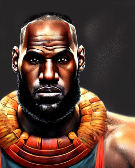 Krea Ai Face Portrait Of Lebron James As A Muscular Ronin