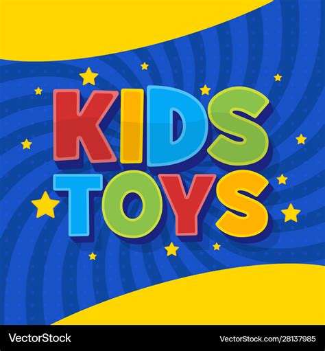 Kids Toys Shop 3d Word Sign Creative Logo Vector Image