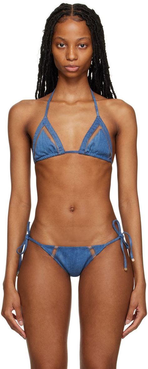 Agent Provocateur Blue Ellah Denim Bikini Top In Black Lyst