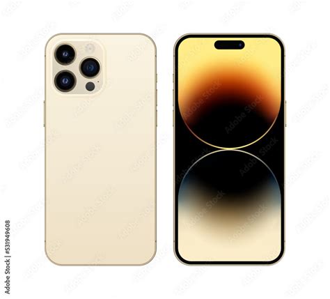 Realistic Iphone 14 Pro Max Gold Color Smart Phone Front And Back Mockup Cut Out Smartphone