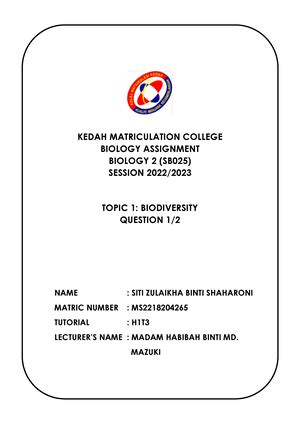 Skema Gempur PSPM 2 Answer SB025 SB Biology Biologi Semester 2