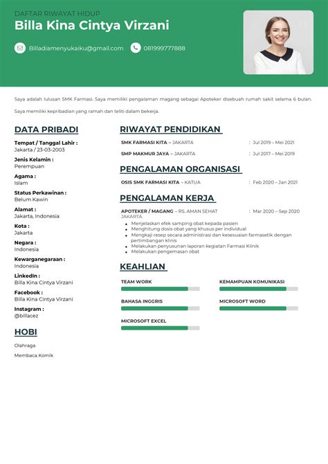 Contoh Cv Siswa Smk Yang Belum Punya Pengalaman Kerja Blog Bikincv