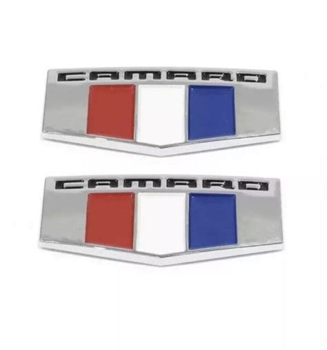 2x Camaro Chrome Redline Emblem Badge Side Fender Badge For Chevrolet