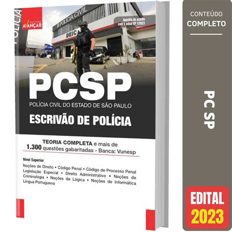 Apostila Escriv O De Pol Cia Sp Pc Sp Editora Avan Ar