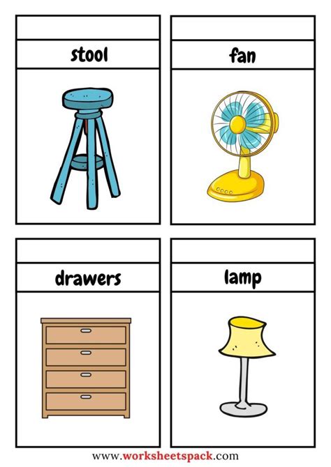 Free Furniture Flashcards PDF Printable And Online Worksheets Pack