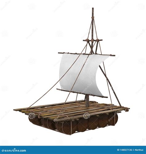 The Wooden Man On A Raft With A Sail Royalty-Free Stock Photography ...