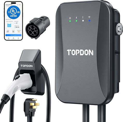 Topdon Level 2 Ev Charger 40amp Home Electric Wifi Vehicle Charger 14 50 Plug Nema Type4 With