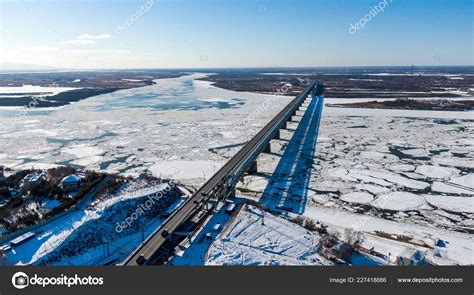 Khabarovsk bridge-road and railway bridge that crosses the Amur river ...