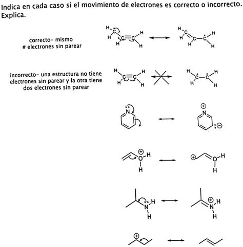 Solved Indica En Cada Caso Si El Movimiento De Electrones Es Correcto