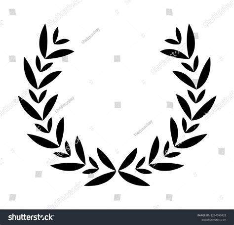 Vintage Laurel Wreath Black Silhouette Circular Stock Illustration