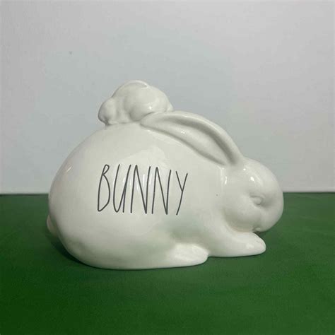 Rae Dunn Easter Bunny Baby Bunny On Back 2020 Collection Ceramic Rabbit