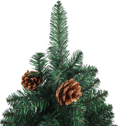 Vidalife Kerstboom Met Echt Hout En Dennenappels Smal Cm Pvc Groen