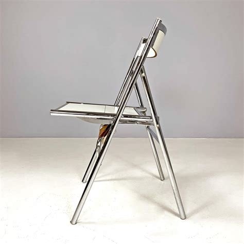 Italian Modern Steel And White Laminate Chair Convertible Into A Ladder