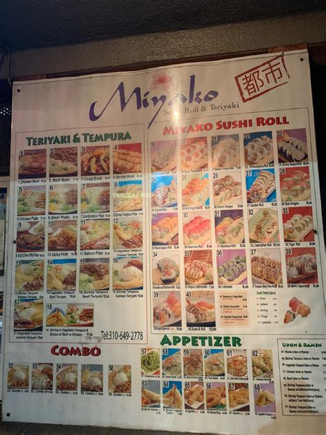 Carta Del Restaurante Miyako Express Los Angeles W Manchester Ave