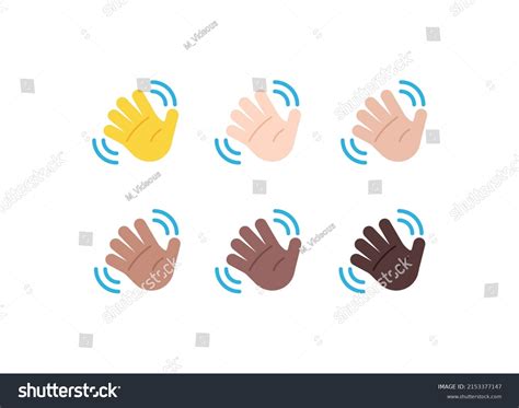 All Skin Tones Waving Hand Gesture Stock Vector (Royalty Free ...