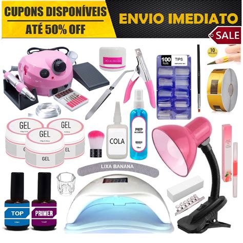 Kit Unhas Em Gel Completo Profissional Manicure Cabine Sun5 Lixadeira