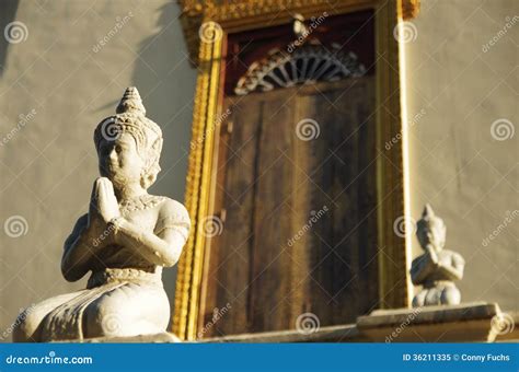 Praying Buddha Statue At A Temple Stock Image Image Of Guardian