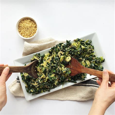 Shredded Kale And Brussels Sprout Slaw With Pine Nut Parm — Whole Living Lauren