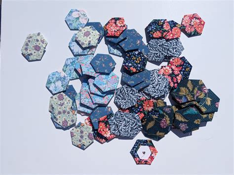 Epp 75 Blue 1 Inch Hexagons Thread Basted 1 Inch Epp English Paper Pieced Hexagons Ready To