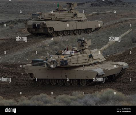 M1A2 Abrams Tanks From A Company 2 116th Cavalry Brigade Combat Team