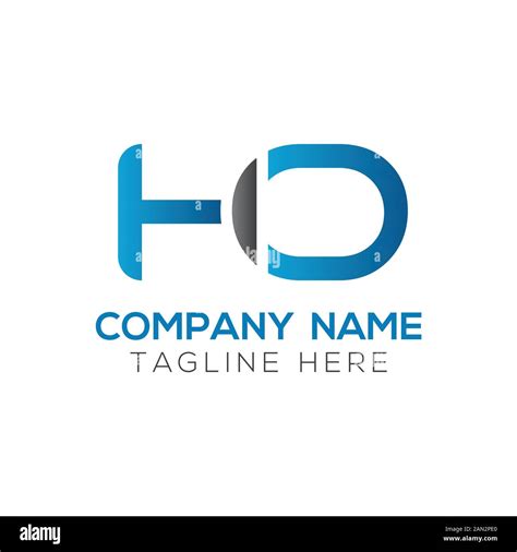 Letter HO Logo Design Linked Vector Template With Blue And Black