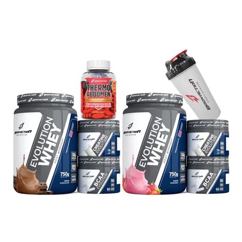 KIT 2x Whey 2x Creatina 2x Bcaa 1x Thermo Abdomen 1x Coqueteleira