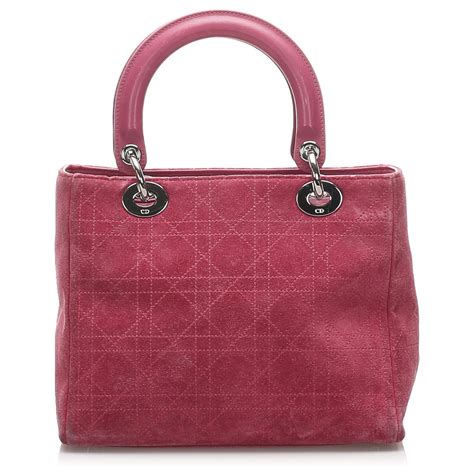 Dior Cartable En Cuir Rose Cannage Lady Dior Suede Ref 215653 Joli Closet