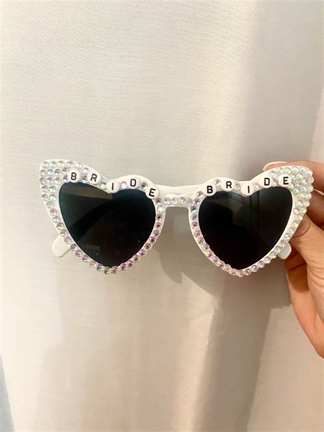 Bedazzled Rhinestone Bride Sunglasses Heart Sunglasses Etsy