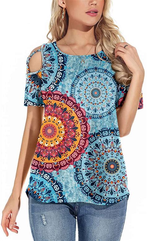 Anyjoin Womens Trendy Summer Tunic Top Strappy Short Sleeve Loose