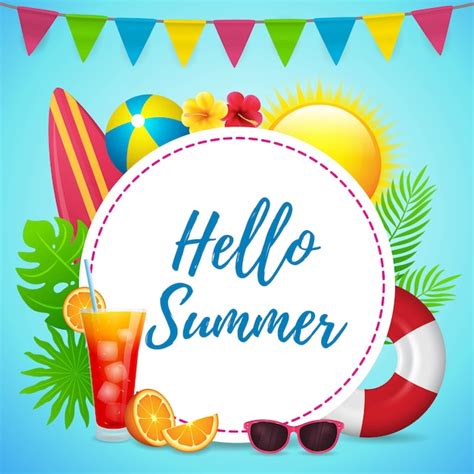 Premium Vector Hello Summer Poster Design