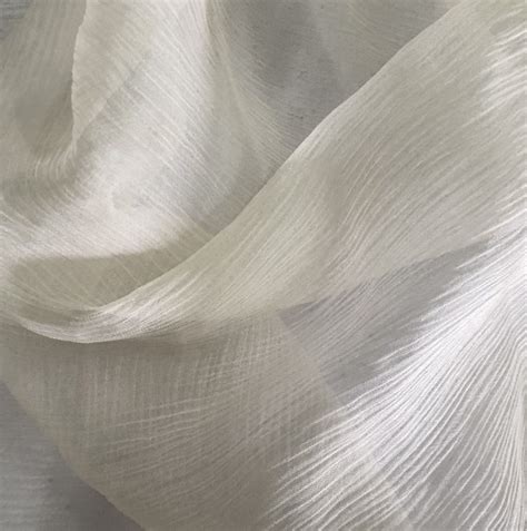 Silk Crinkle Chiffon In Natural White 6mm East Silk Silk Fabric